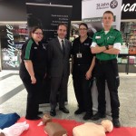 Christopher Pincher MP with (L to R) Emma, Carolyn and Will from St John Ambulance